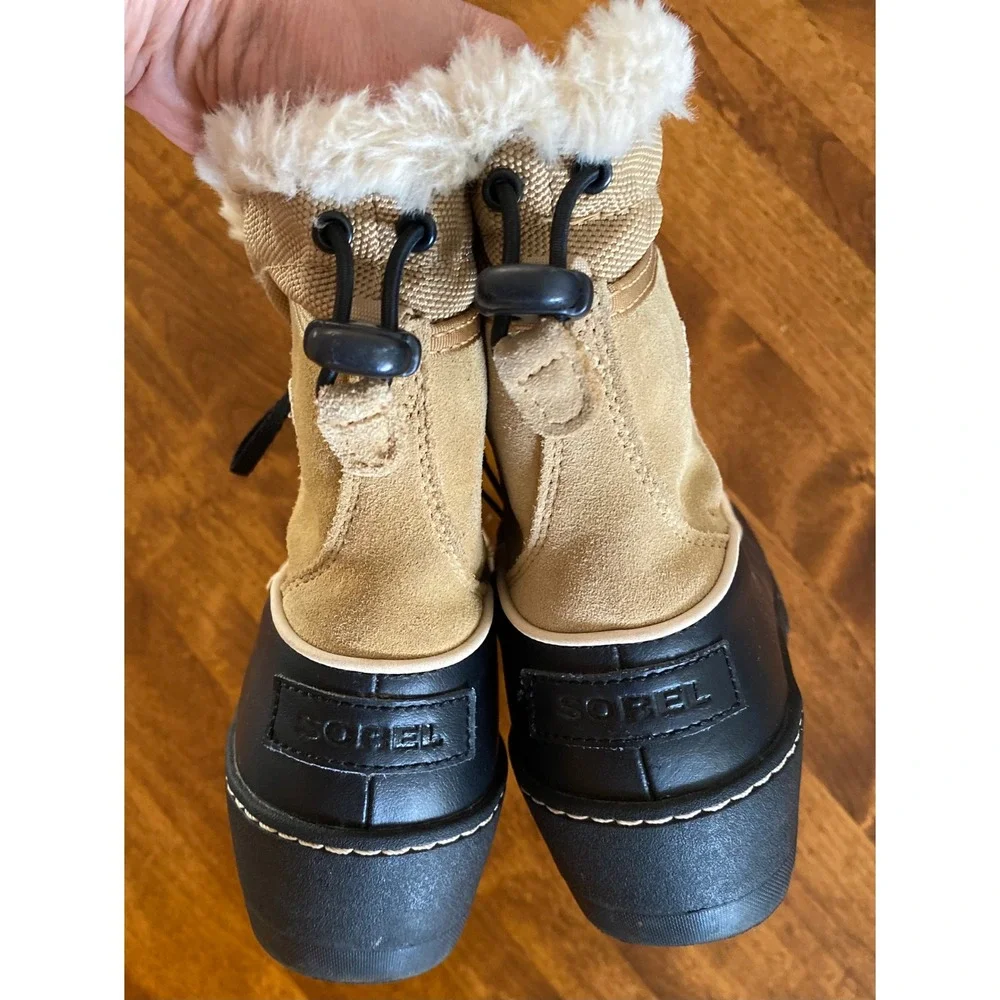 SOREL Tivoli Waterproof Winter Boots Youth 7Y / Women's 8-8.5 Tan Black